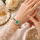 925 Sterling Silver Women's Green Dial Adjustable Bracelet Watch