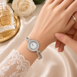 925 Silver CZ Diamond Women's Watch White Dial - RG-7986