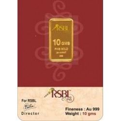 RSBL 10 gram Gold Bar in 999 fineness 24kt purity